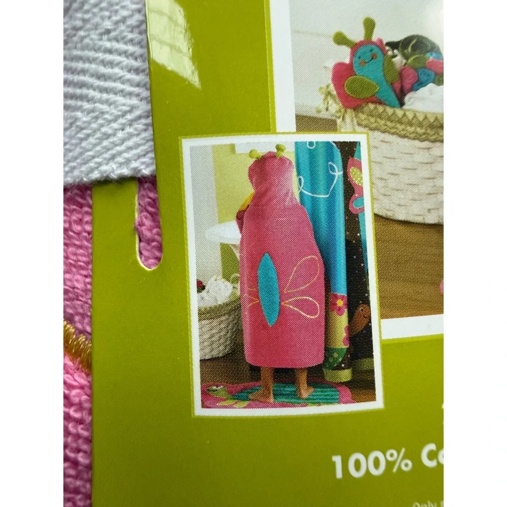 Jumping Beans Butterfly Hooded Bath Wrap Kids 25x50 Pink New Cotton Terry Towel